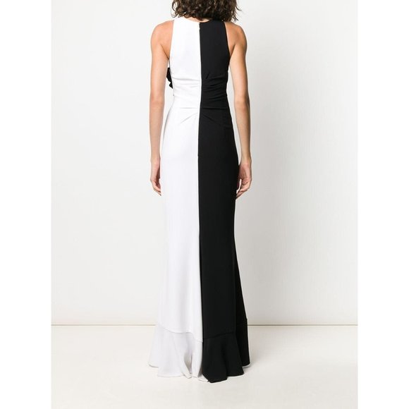 🆕TALBOT RUNHOF Bobbin2 Ruffled ColorBlock Gown Black & White 10 - Picture 4 of 16